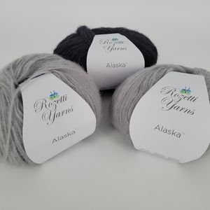3 Skeins Rozetti Yarns Alaska Yarn 2 Silver 1 Black